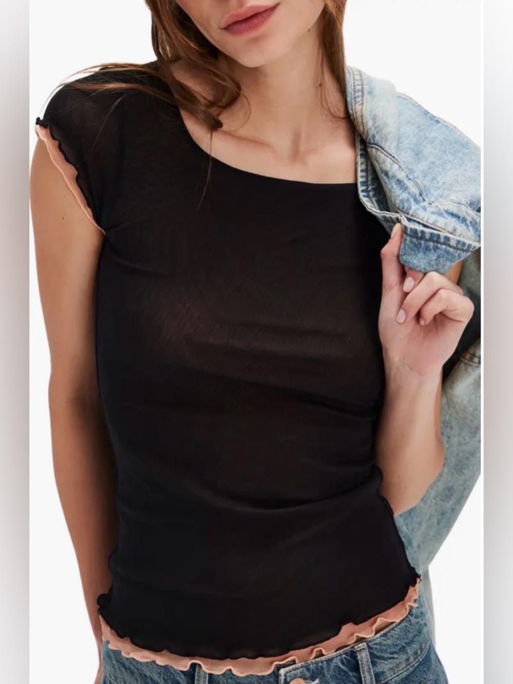 Free People Double Take Layered Look Mesh T-Shirt (NWOT)